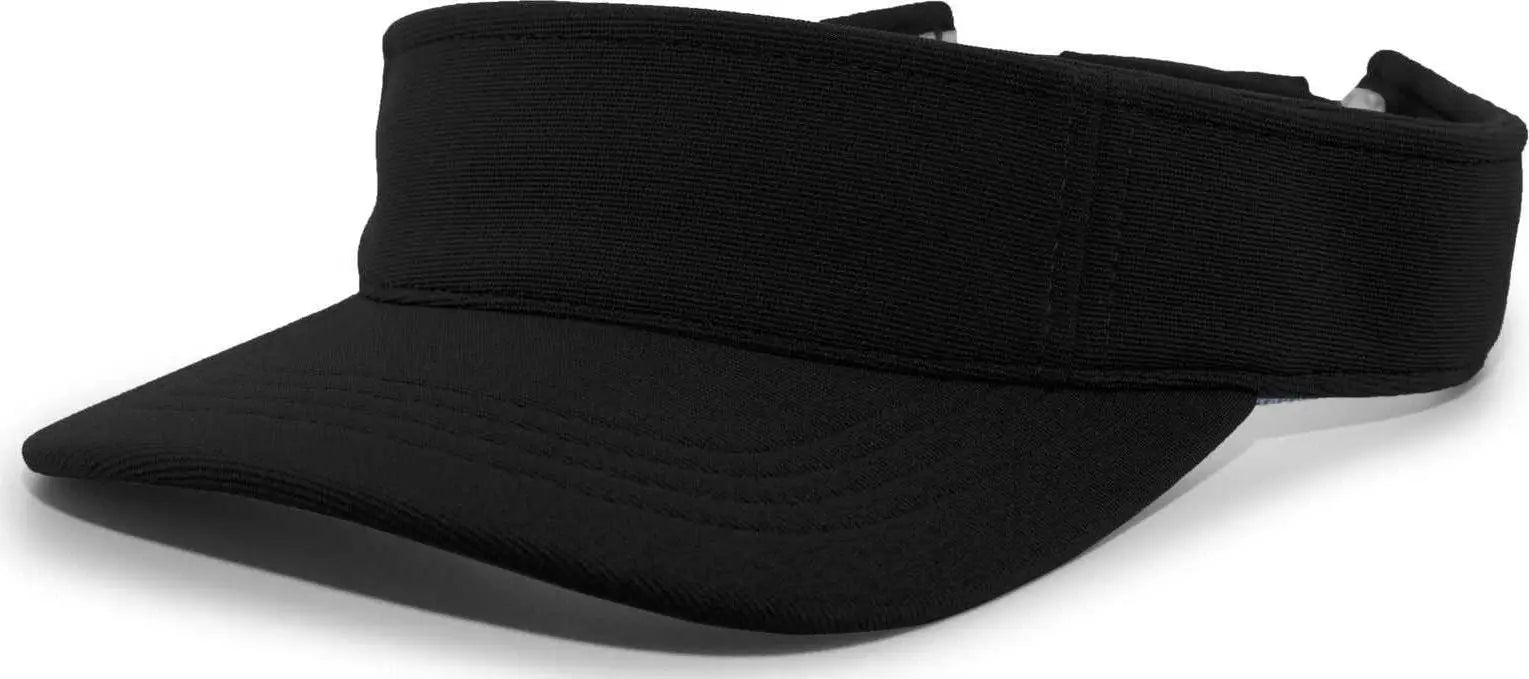 Pacific Headwear 598V M2 Performance Hook-and-Loop Visor - Black - Black / 7’’ - 7 7/8’’