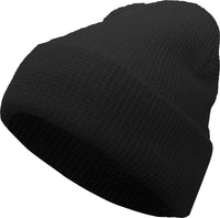 Pacific Headwear 627K Waffle Knit Cuff Beanie Black Black / 7’’ 7 7/8’’