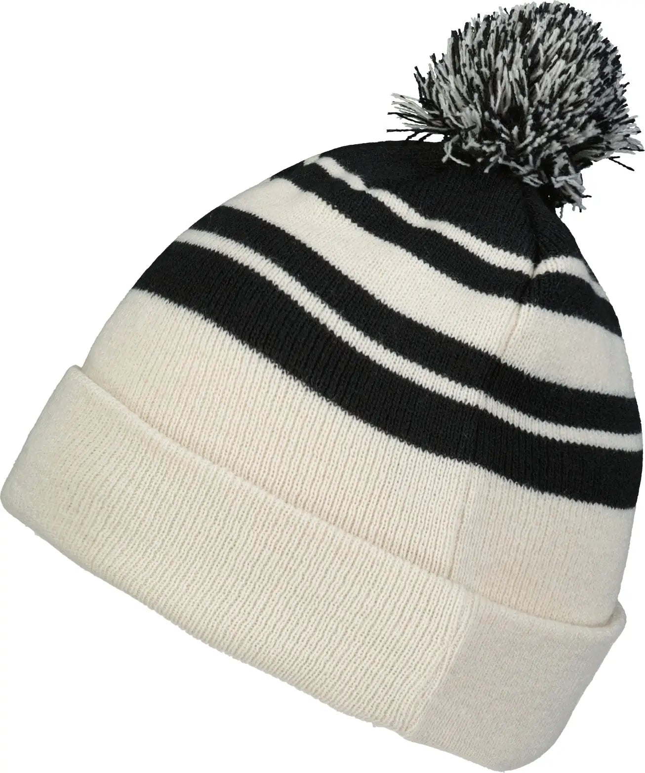 Pacific Headwear 641K Knit Fold Over Pom-Pom Beanie - Oat Black - Oat Black / OS