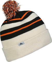 Pacific Headwear 641K Knit Fold Over Pom-Pom Beanie - Oat Black Orange - Oat Black Orange / OS