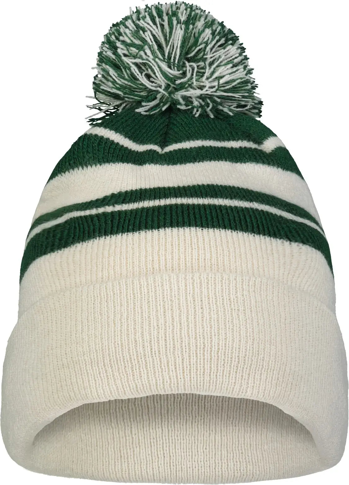 Pacific Headwear 641K Knit Fold Over Pom-Pom Beanie - Oat Dark Green - Oat Forest / OS