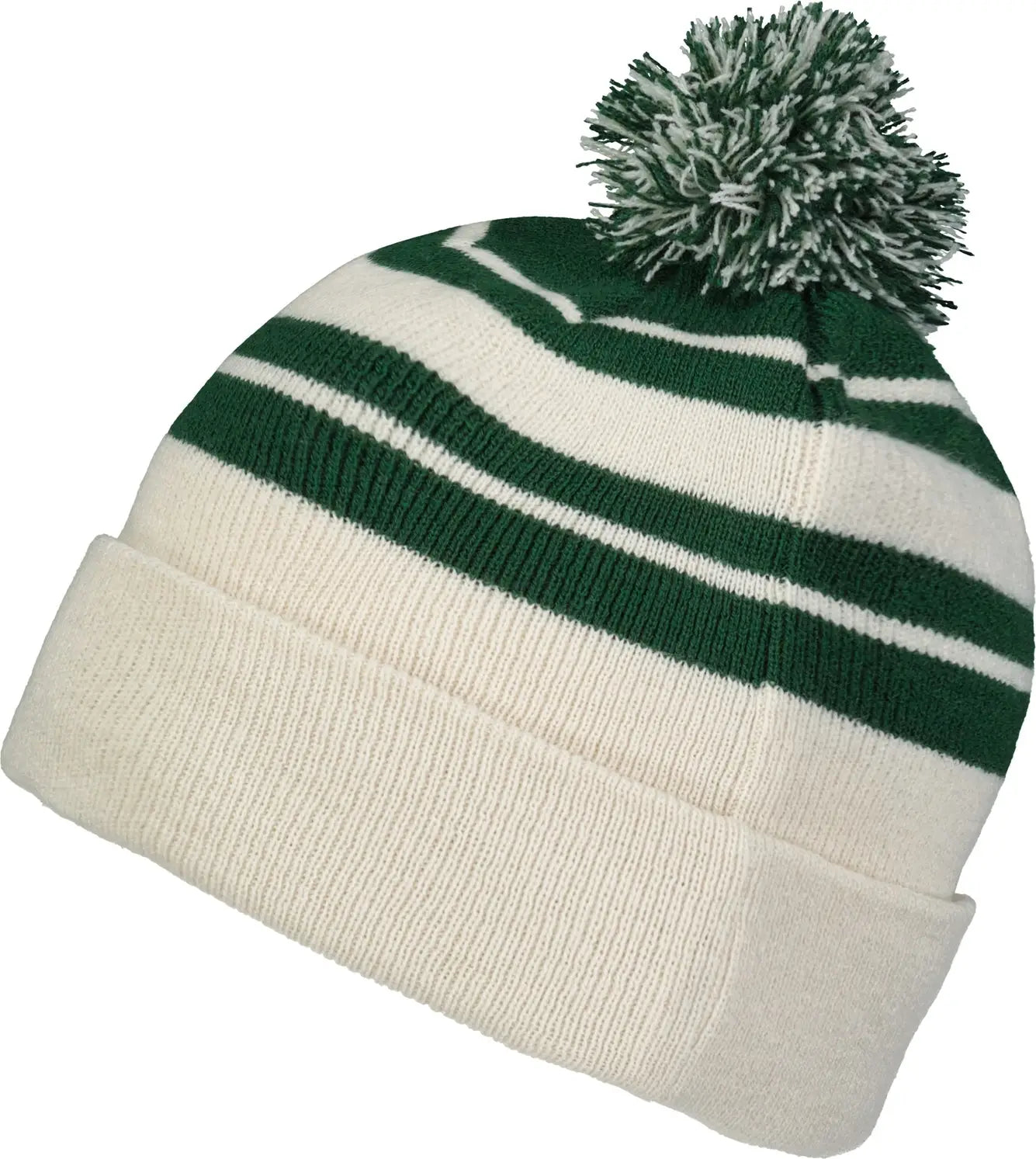 Pacific Headwear 641K Knit Fold Over Pom-Pom Beanie - Oat Dark Green - Oat Forest / OS