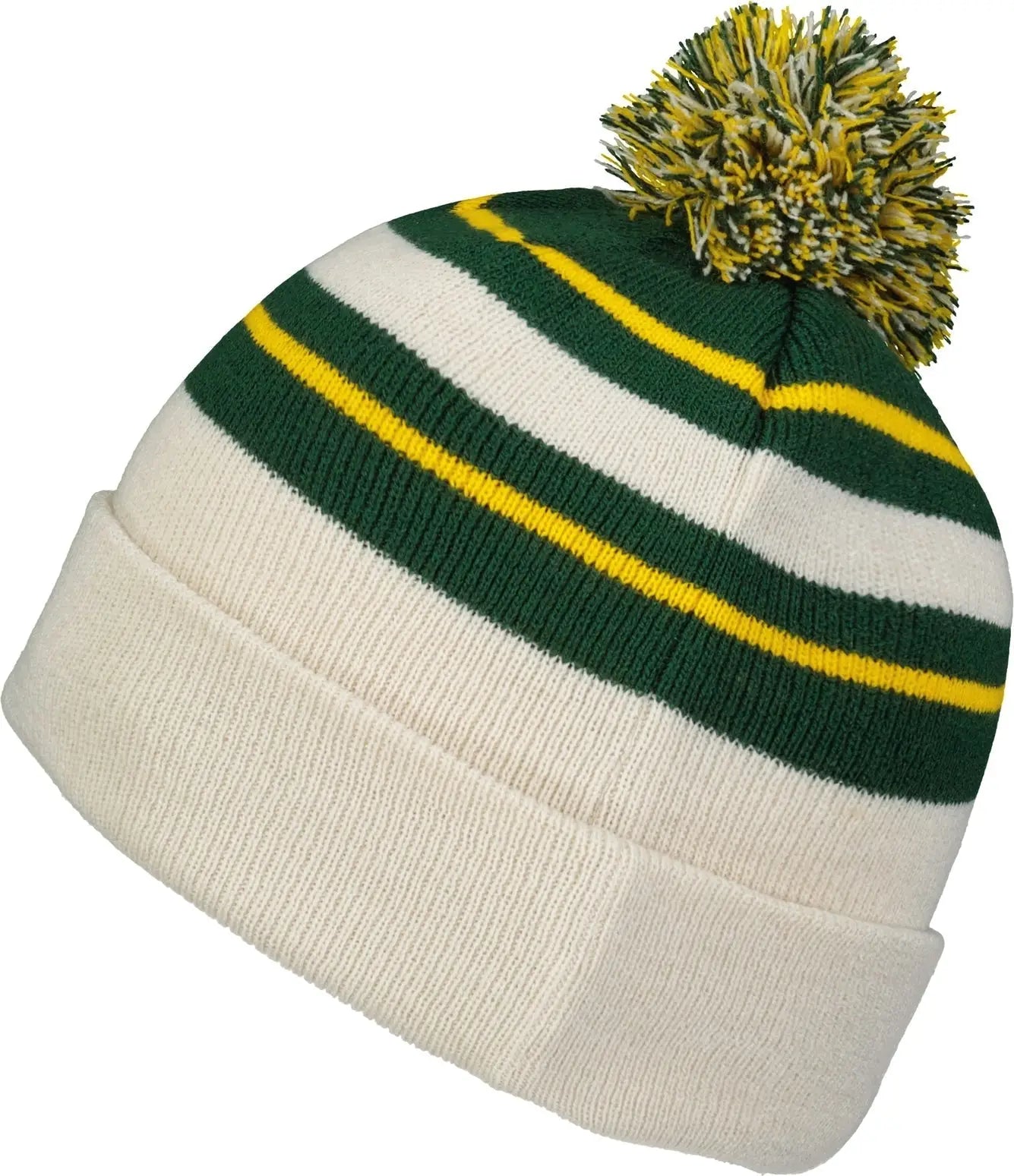 Pacific Headwear 641K Knit Fold Over Pom-Pom Beanie - Oat Dark Green Gold - Oat Forest Gold / OS
