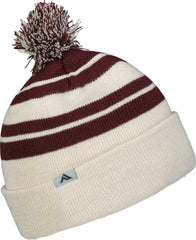 Pacific Headwear 641K Knit Fold Over Pom-Pom Beanie - Oat Maroon - Oat Maroon / OS