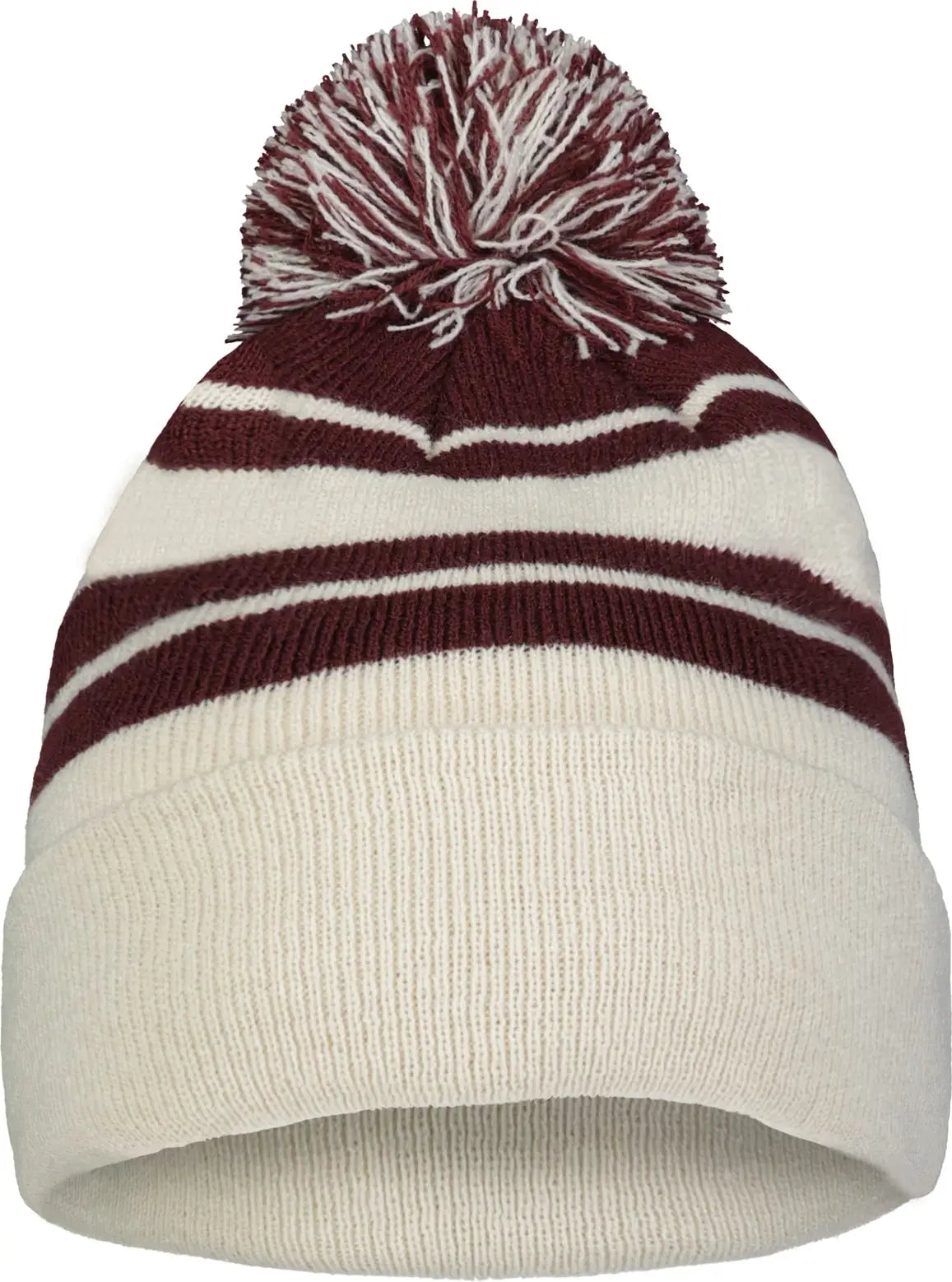Pacific Headwear 641K Knit Fold Over Pom-Pom Beanie - Oat Maroon - Oat Maroon / OS