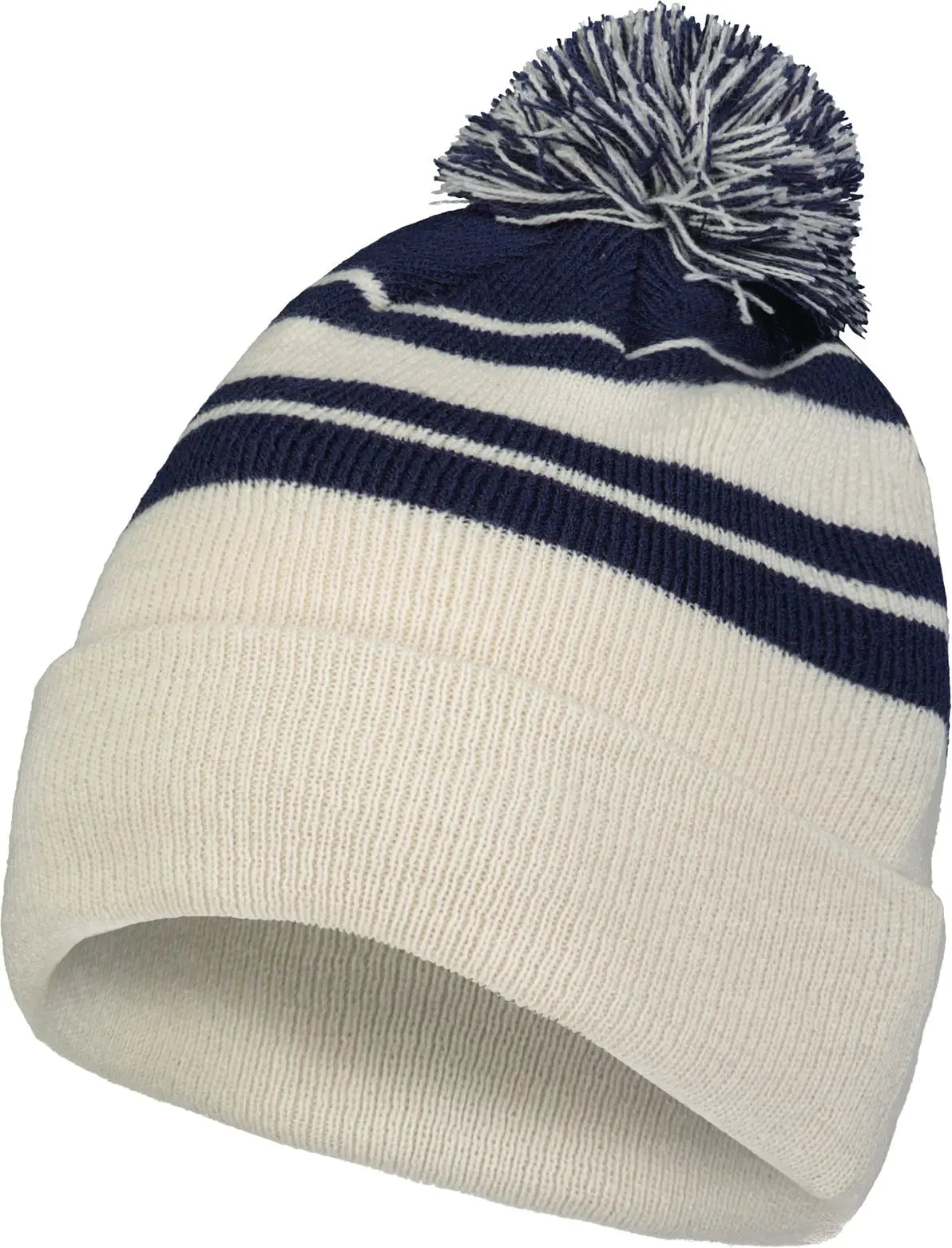 Pacific Headwear 641K Knit Fold Over Pom-Pom Beanie - Oat Navy - Oat Navy / OS