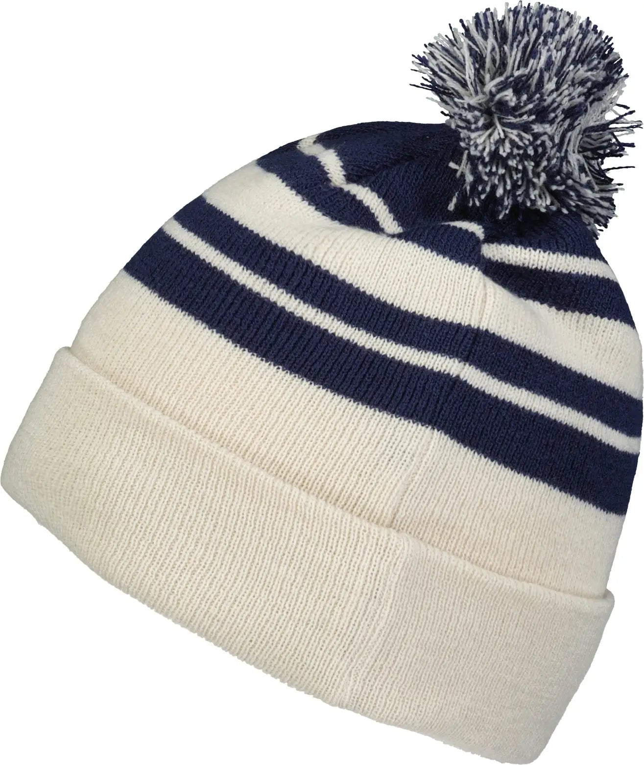 Pacific Headwear 641K Knit Fold Over Pom-Pom Beanie - Oat Navy - Oat Navy / OS