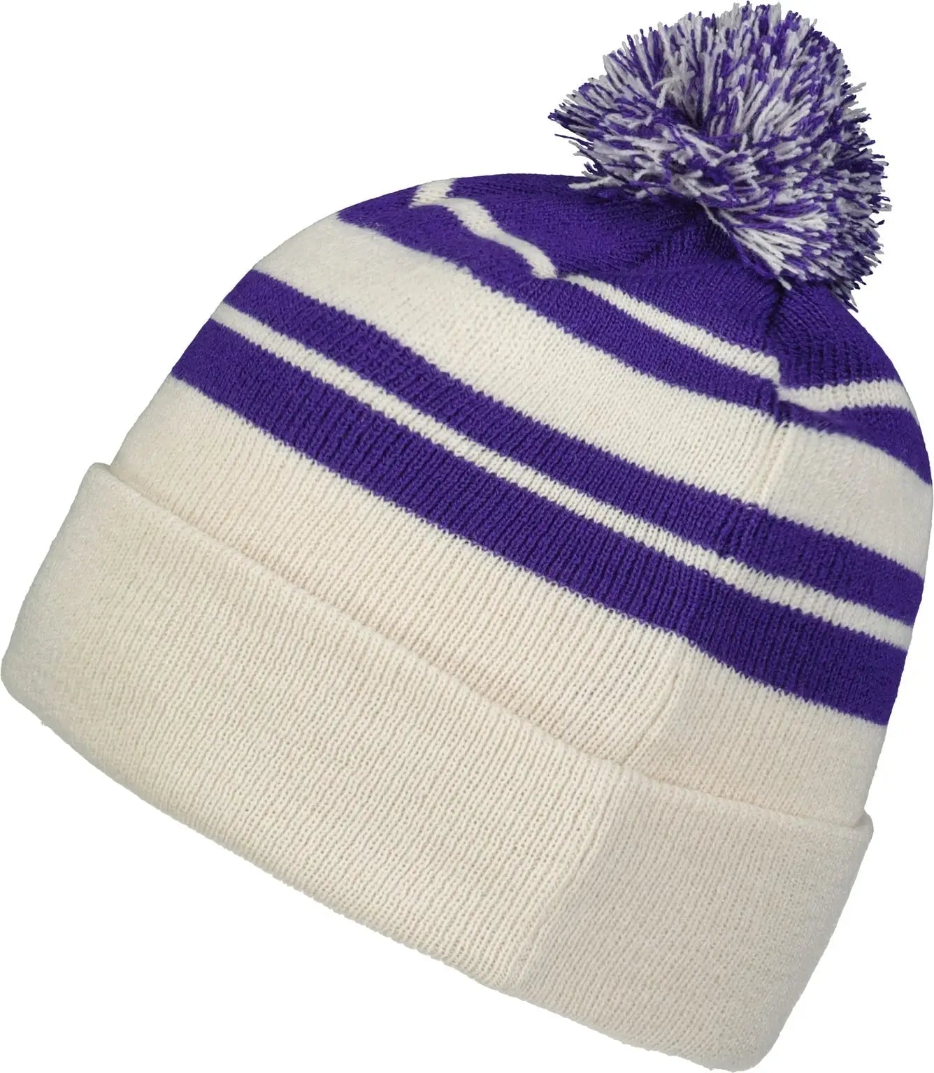 Pacific Headwear 641K Knit Fold Over Pom-Pom Beanie - Oat Purple - Oat Purple / OS