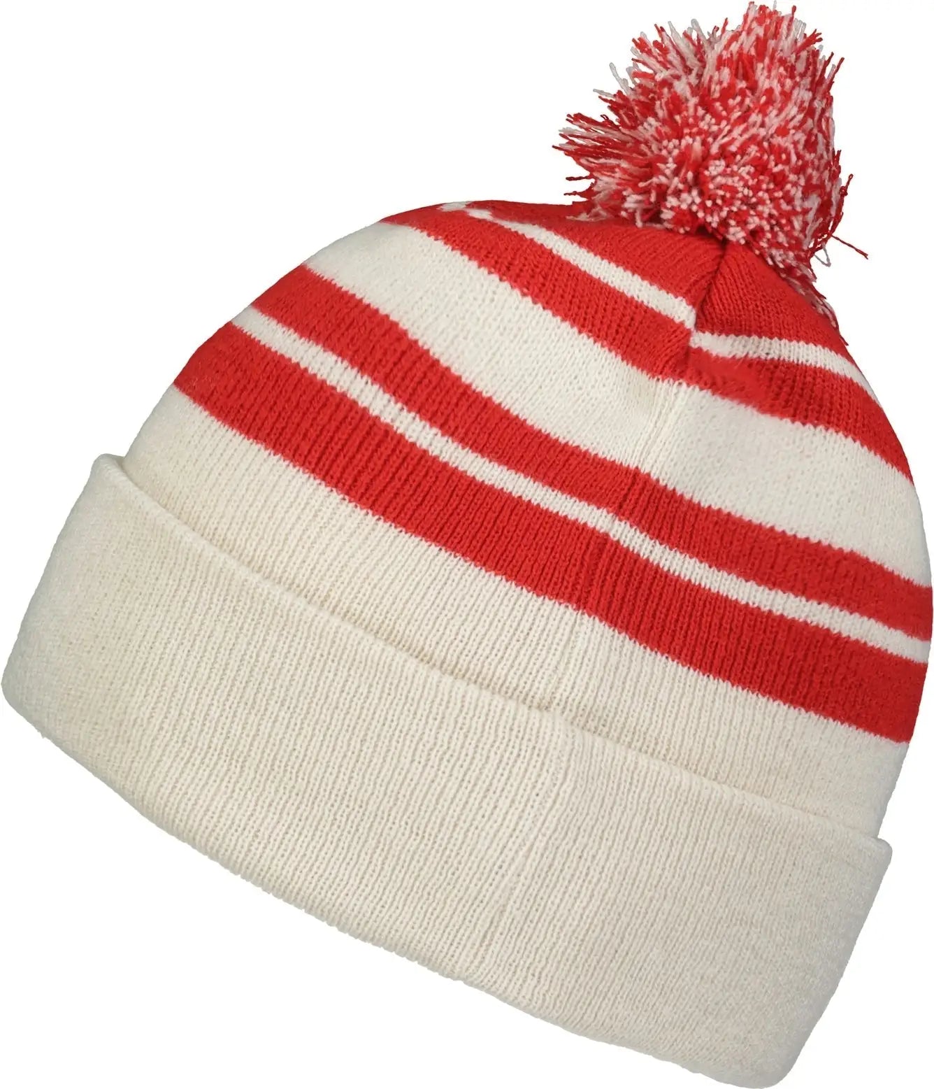 Pacific Headwear 641K Knit Fold Over Pom-Pom Beanie - Oat Red - Oat Red / OS