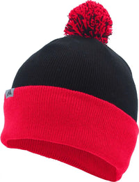 Pacific Headwear 641K Knit Fold Over Pom Pom Beanie B04J Black Red / 7’’ 7 7/8’’