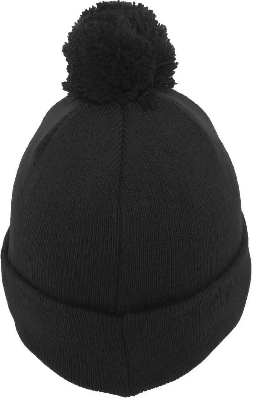 Pacific Headwear 641K Pom-Pom Cuff Beanie - Black - Black / 7’’ - 7 7/8’’