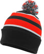 Pacific Headwear 641K Pom Pom Cuff Beanie Black Red White Black Red / 7’’ 7 7/8’’