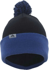 Pacific Headwear 641K Pom Pom Cuff Beanie Black Royal Black Royal / 7’’ 7 7/8’’