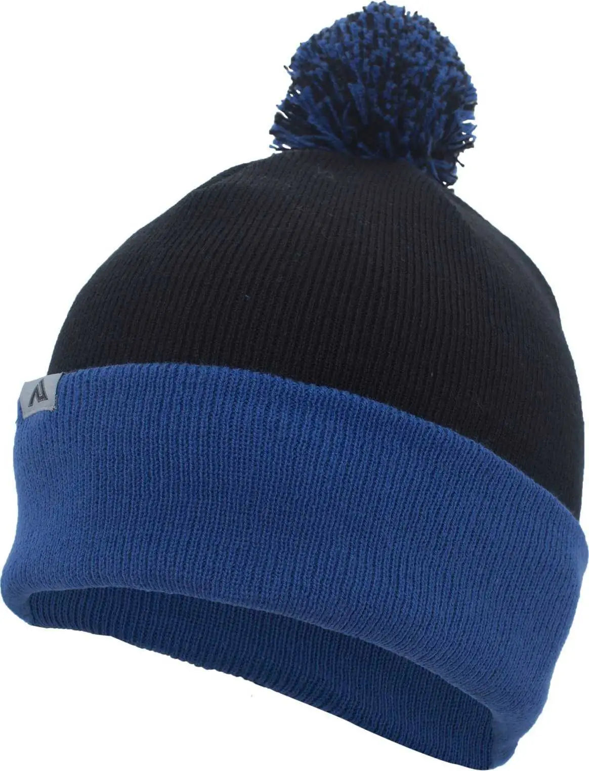 Pacific Headwear 641K Pom Pom Cuff Beanie Black Royal Black Royal / 7’’ 7 7/8’’