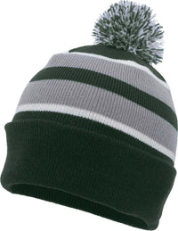 Pacific Headwear 641K Pom Pom Cuff Beanie Dark Green Silver White Forest Light Gray / 7’’ 7 7/8’’