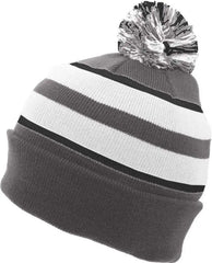 Pacific Headwear 641K Pom Pom Cuff Beanie Graphite White Black Dark Gray White / 7’’ 7 7/8’’