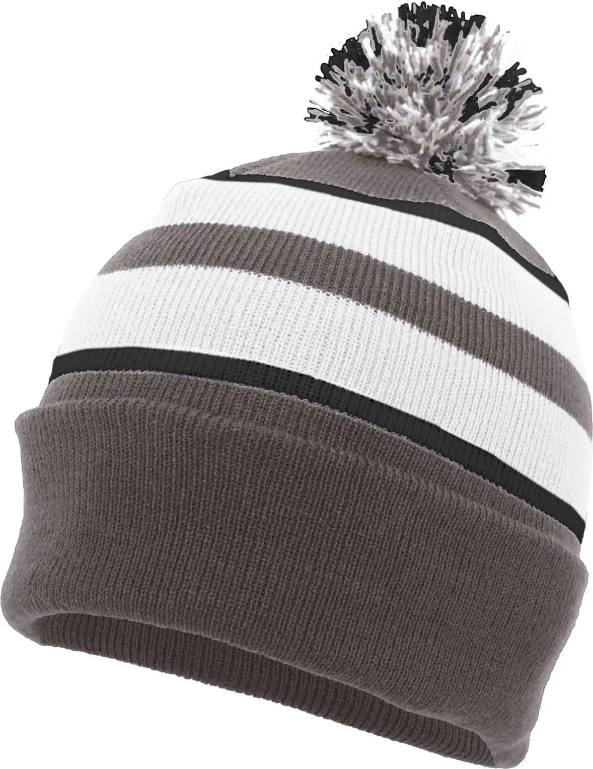 Pacific Headwear 641K Pom Pom Cuff Beanie Graphite White Black Dark Gray White / 7’’ 7 7/8’’