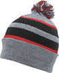 Pacific Headwear 641K Pom Pom Cuff Beanie Heather Gray Black Red Gray Black / 7’’ 7 7/8’’