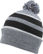 Pacific Headwear 641K Pom Pom Cuff Beanie Heather Gray Black White Gray Black / 7’’ 7 7/8’’
