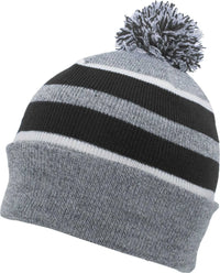 Pacific Headwear 641K Pom Pom Cuff Beanie Heather Gray Black White Gray Black / 7’’ 7 7/8’’