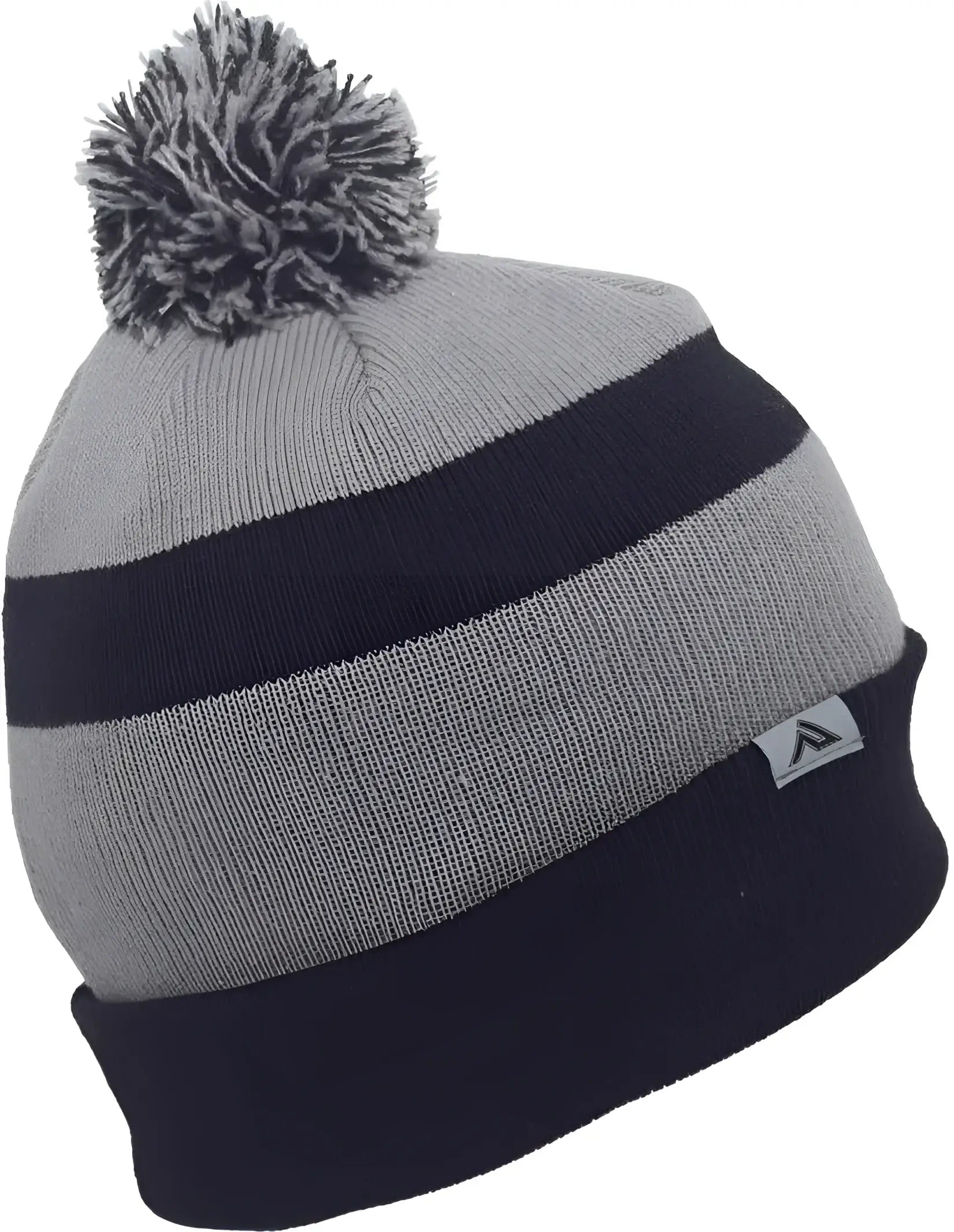 Pacific Headwear 641K Pom-Pom Cuff Beanie - Navy Silver Navy - Navy Light Gray / 7’’ - 7 7/8’’