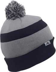 Pacific Headwear 641K Pom Pom Cuff Beanie Navy Silver Navy Navy Light Gray / 7’’ 7 7/8’’