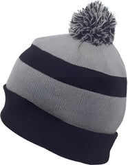 Pacific Headwear 641K Pom Pom Cuff Beanie Navy Silver Navy Navy Light Gray / 7’’ 7 7/8’’