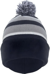 Pacific Headwear 641K Pom Pom Cuff Beanie Navy Silver White Navy Light Gray / 7’’ 7 7/8’’