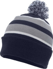 Pacific Headwear 641K Pom Pom Cuff Beanie Navy Silver White Navy Light Gray / 7’’ 7 7/8’’