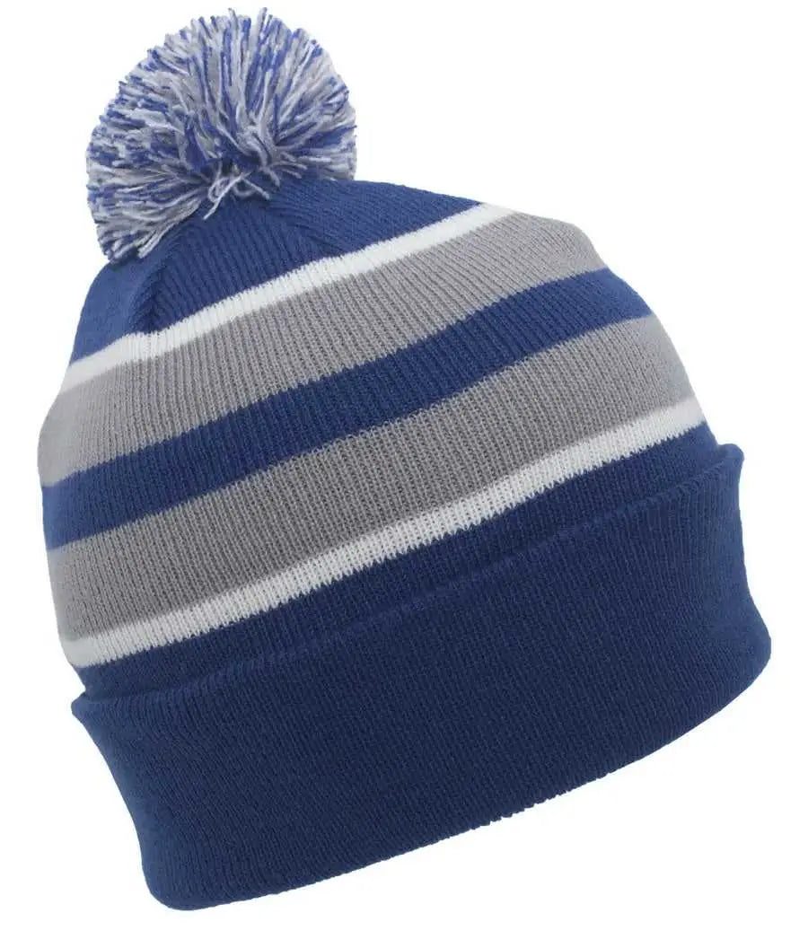 Pacific Headwear 641K Pom-Pom Cuff Beanie - Royal Silver White - Royal Light Gray / 7’’ - 7 7/8’’