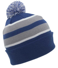 Pacific Headwear 641K Pom Pom Cuff Beanie Royal Silver White Royal Light Gray / 7’’ 7 7/8’’