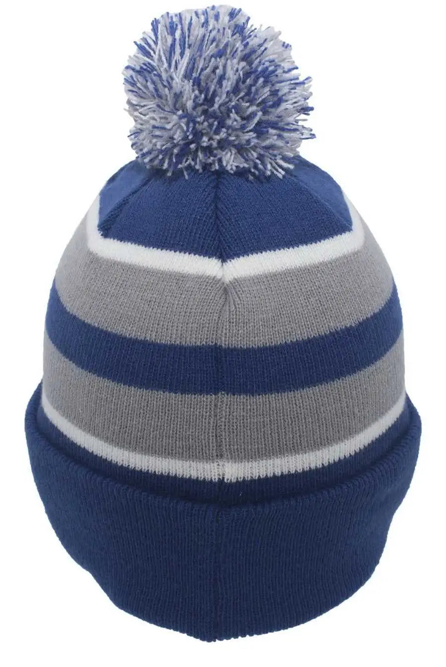 Pacific Headwear 641K Pom-Pom Cuff Beanie - Royal Silver White - Royal Light Gray / 7’’ - 7 7/8’’