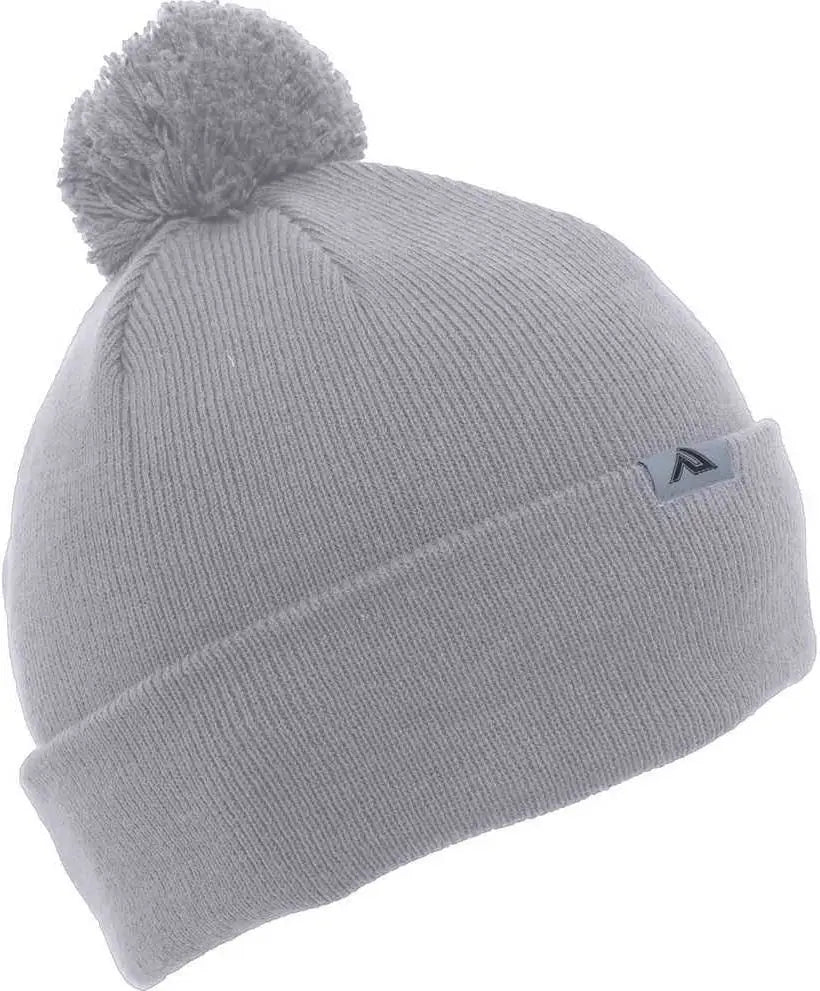 Pacific Headwear 641K Pom-Pom Cuff Beanie - Silver - Light Gray / 7’’ - 7 7/8’’