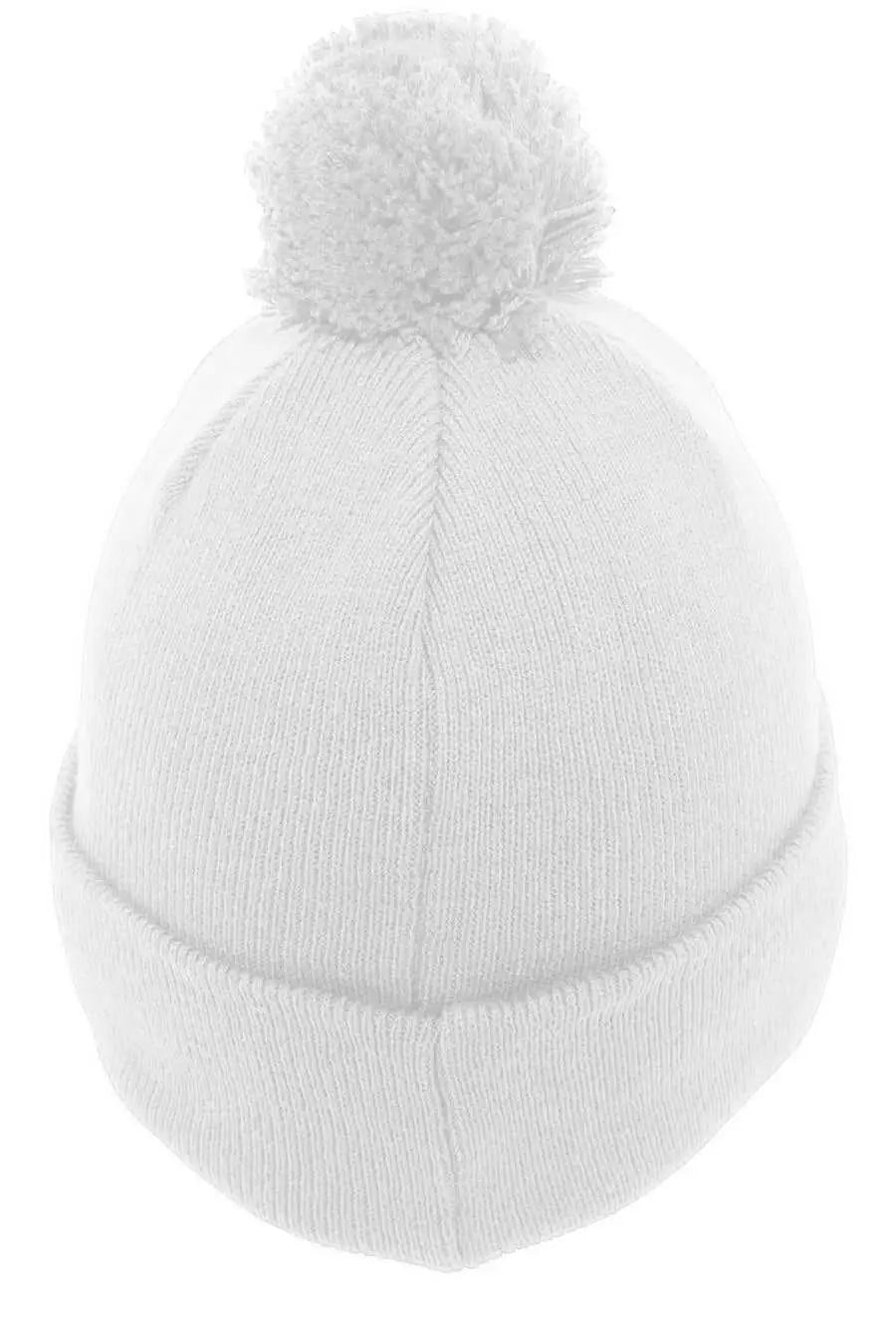 Pacific Headwear 641K Pom-Pom Cuff Beanie - White - White / 7’’ - 7 7/8’’