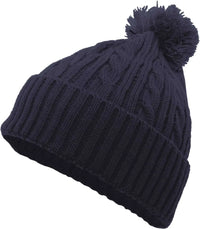 Pacific Headwear 643K Cable Knit Pom Pom Beanie Navy Navy / 7’’ 7 7/8’’