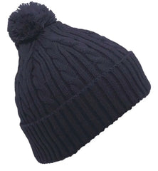 Pacific Headwear 643K Cable Knit Pom Pom Beanie Navy Navy / 7’’ 7 7/8’’