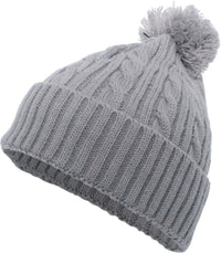 Pacific Headwear 643K Cable Knit Pom Pom Beanie Silver Light Gray / 7’’ 7 7/8’’