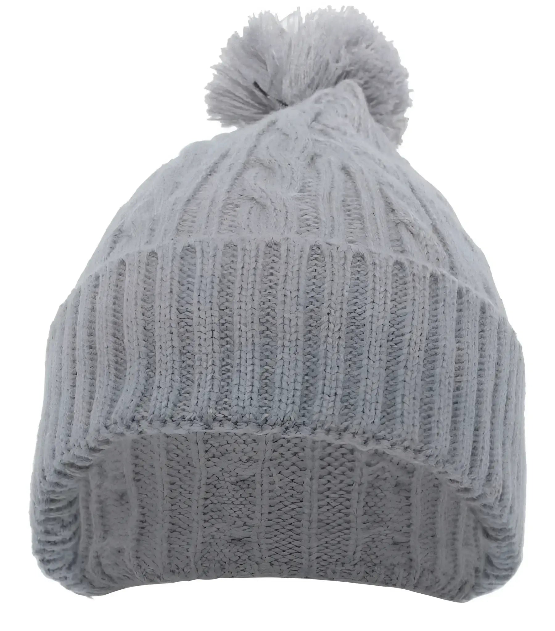 Pacific Headwear 643K Cable Knit Pom-Pom Beanie - Silver - Light Gray / 7’’ - 7 7/8’’