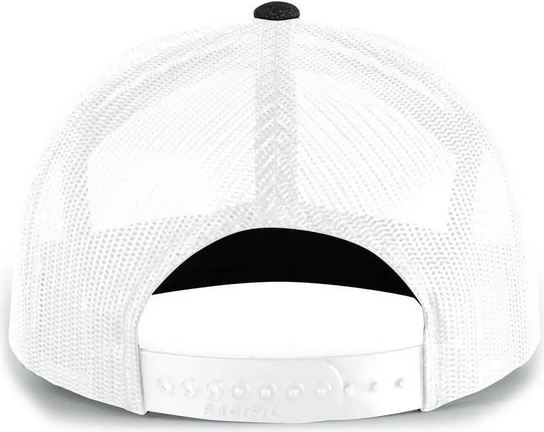 Pacific Headwear 710 6-Panel Arch Heather Trucker Snapback Cap - Black Heather White - Black Heather White / 7’’ - 7