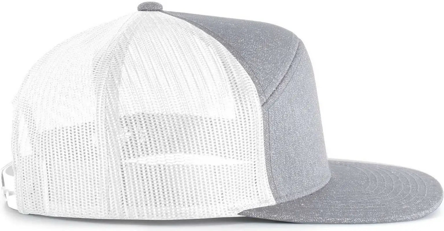 Pacific Headwear 710 6-Panel Arch Heather Trucker Snapback Cap - Grey Heather White - Grey Heather White / 7’’ - 7 7/8’’