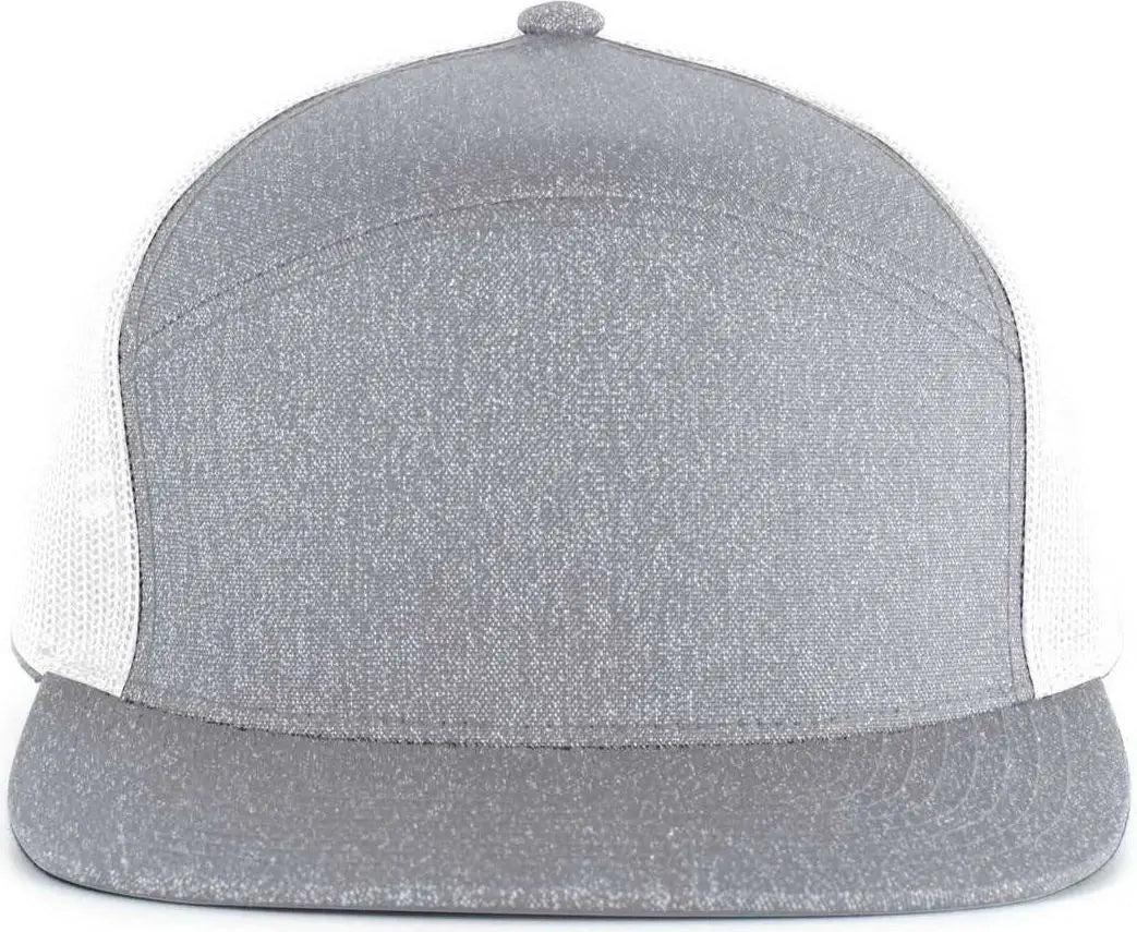 Pacific Headwear 710 6-Panel Arch Heather Trucker Snapback Cap - Grey Heather White - Grey Heather White / 7’’ - 7 7/8’’