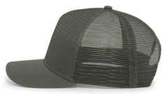 Pacific Headwear 724 Mesh Overlay 5-Panel Trucker Snapback Cap - Loden - Brown / 7’’ - 7 7/8’’