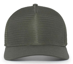 Pacific Headwear 724 Mesh Overlay 5-Panel Trucker Snapback Cap - Loden - Brown / 7’’ - 7 7/8’’