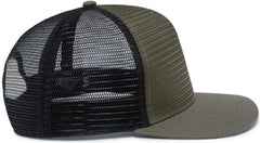 Pacific Headwear 724 Mesh Overlay 5-Panel Trucker Snapback Cap - Loden Black - Brown Black / 7’’ - 7 7/8’’