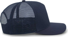 Pacific Headwear 724 Mesh Overlay 5 Panel Trucker Snapback Cap Navy Navy / 7’’ 7 7/8’’