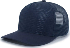 Pacific Headwear 724 Mesh Overlay 5 Panel Trucker Snapback Cap Navy Navy / 7’’ 7 7/8’’