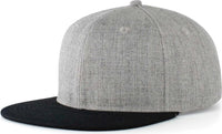 Pacific Headwear 750 Wool Heather Snapback Cap - Light Heather Black - Light Gray Black / 7’’ - 7 7/8’’