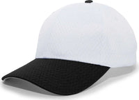 Pacific Headwear 805M Coolport Mesh Hook and Loop Cap White Black White Black / 6 1/2’’ 7’’