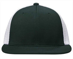 Pacific Headwear ES341 Premium M2 Performance Trucker Flexfit Cap Dark Green White