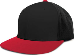Pacific Headwear ES474 Perforated F3 Performance Flexfit Cap Black Red Black Red / 6 3/8’’ 6 7/8’’